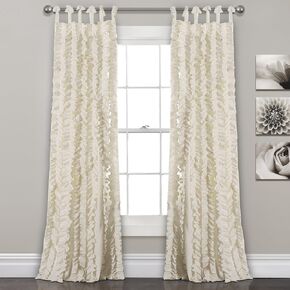Lush Decor, Ivory Sophia Ruffle Curtain | Textured Window Panel Set for Living, Dining Room, Bedroom (Pair), 40" W x 84" L in Kuwait