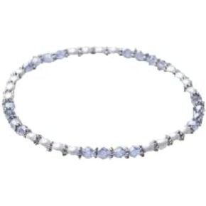 MAGNEHEALTH Blue Crystal and Silver Magnetic Hematite Stretch Wellness Anklet (Size Small - 9") in Kuwait