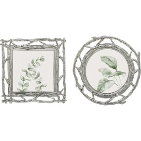 GIFTY GIFTY Tree Branch Mini Frame Set/Set of 2 / 2x2 in | for Tabletop Display | Perfect for Home Decor, Wedding, Graduation, Or Milestone Photos (Silver) in Kuwait