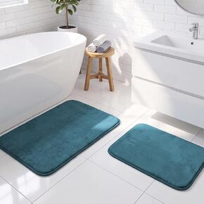 H.VERSAILTEX Merry Christmas Bathroom Mat Memory Foam Set Bathroom Rug Set Flannel Velvety Bath Mat Soft and Absorbent Non Slip Rugs for Bathroom/Bedroom Washable(20"x 32"/ 17"x 24", Snowflakes) in Kuwait