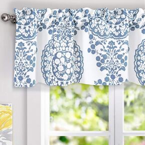 DriftAway Damask Curtains Valances for Windows Farmhouse Style Floral Medallion Patterned Samantha Kitchen Bedroom Livingroom Valance Curtain Single 106 Inch by 18 Inch Plus 2 Inch Header Gray in Kuwait