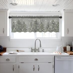 Fall Leaves Birds Valance Curtains for Kitchen/Living Room/Bathroom/Bedroom Window,Rod Pocket Small Topper Half Short Window Curtains Voile Sheer,Farmhouse Floral Country Rustic Plant Herb 54"x18" in Kuwait