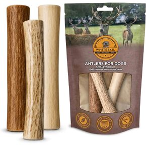 WhiteTail Naturals - قرون الغزلان للكلاب الكبيرة (عبوتان - جامبو XXL) مضغ طبيعي بالكامل للكلاب - تساقط بشكل طبيعي، عظمة مضغ طويلة الأمد، صُنعت في الولايات المتحدة الأمريكية in Kuwait