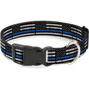 Buckle-Down PC-W30170-NM Ana Weathered Flag Black/Gray/Blue Plastic Clip Collar, Narrow Medium/8-12" in Kuwait