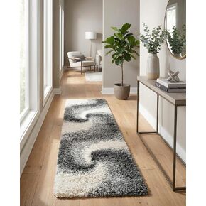 Rugs.com Soft Touch Shag Collection Runner Rug – 6 Ft Runner Turquoise Shag Rug Perfect for Hallways, Entryways in Kuwait