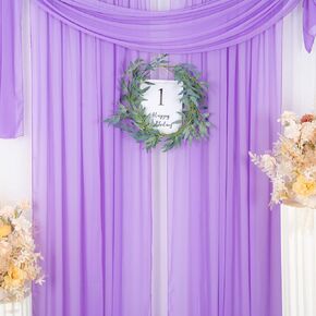 ShinyBeauty Chiffon Backdrop Curtain 2 Panels 29''x84'' Baby Blue Living Room Curtains Blackout Voile Sheer Curtains Tulle Fabric Drapes for Wedding Party Stage Decoration in Kuwait