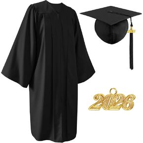 Unisex Matte Graduation Cap and Gown 2025 2026 with Tassel for High School and College Graduation Black in Kuwait