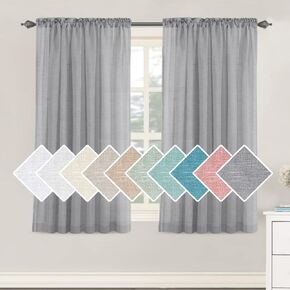 H.VERSAILTEX Natural Linen Sheer Curtains for Bedroom 108 Inches Length 2 Panels Textured Woven Linen Window Drapes for Living Room Light Filtering Rod Pocket Curtains - Linen in Kuwait