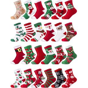 24 Pairs Christmas Fuzzy Socks Winter Warm Slipper Socks Christmas Gifts Women Cute Sleeping Socks for Indoor in Kuwait