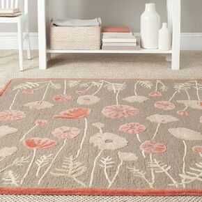 MARTHA STEWART x SAFAVIEH 8 × 10 بوصة قشرة جوز/بني MSR3627C سجادة منطقة الخشخاش المصنوعة يدويًا من الصوف والفسكوز in Kuwait