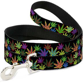 Dog Leash - 6-FEET - Multi Marijuana Leaves Black Multi Color in Kuwait
