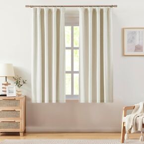 Vision Home Natural Linen Full Blackout Curtains 95 inch Long for Bedroom Living Room Darkening Light Blocking Window Panels Thermal Insulated Rod Pocket Back Tab Neutral Drapes 56" Wx95 Lx2 in Kuwait