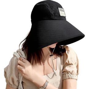 قبعة نسائية ذات حافة واسعة للحماية من الشمس، قبعة من القطن قابلة للتعبئة لكامل الوجه من الشمس in Kuwait