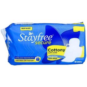 Stayfree Secure Cottony Soft Cover with Wings Sanitary Pads - Regular 18's in Kuwait