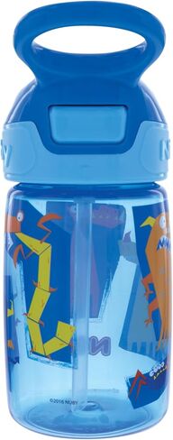 Nuby Kid’s Flip-it Reflex Push Button On-The-Go Printed Water Bottle with Soft Spout - 12oz / 360ml, 18+ Months, 1pk Print May Vary in Kuwait