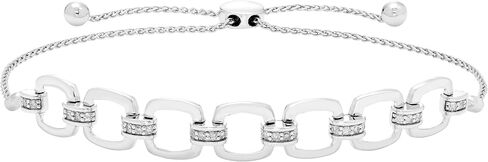 Boston Bay Diamonds .925 Sterling Silver and 14K Yellow Gold Plated .925 Sterling Silver Diamond Bolo Bracelet (G-H Color, I2-I3 Clarity) - Choice of Style in Kuwait