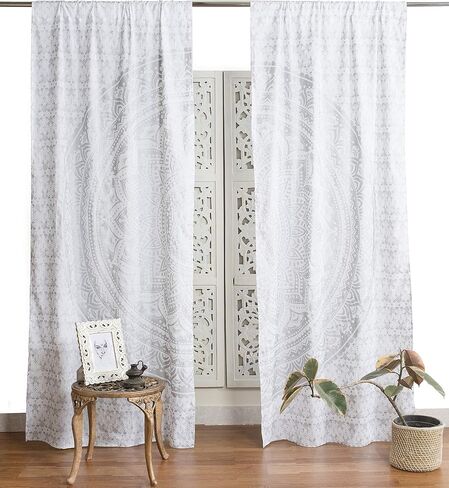 Popular Handicrafts Indian Hippie Bohemian Beautiful Ombre Mandala Curtain Panels Maroon Gold in Kuwait
