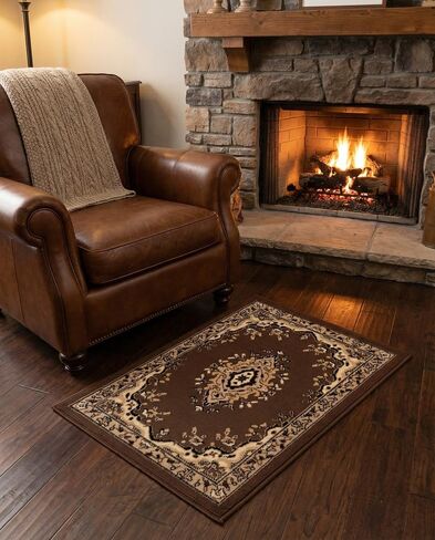 Rugs.com Amaya Collection Rug – 2' x 3' Brown Medium Rug Perfect for Entryways, Kitchens, Breakfast Nooks, Accent Pieces in Kuwait