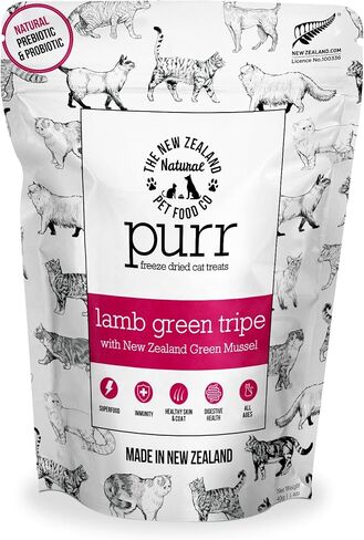 The New Zealand Natural Pet Food Meow Lamb Green Tripe Freeze Dried Raw Cat Treats with Added New Zealand Green Mussel - High Protein, Natural, Limited Ingredient Topper or Treat 1.4oz in Kuwait