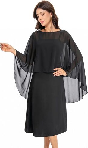 Hotshawl Soft Chiffon Capelet Plus capes Poncho Casual Capelets For Womens Cover Up in Kuwait