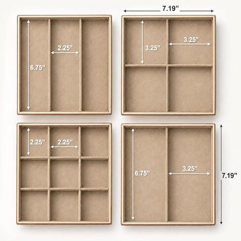 Huji Stackable Jewelry Trays Organizer Storage Rings Earrings Bracelets Watches Necklaces (1, Camel Brown Stack-able Trays) in Kuwait