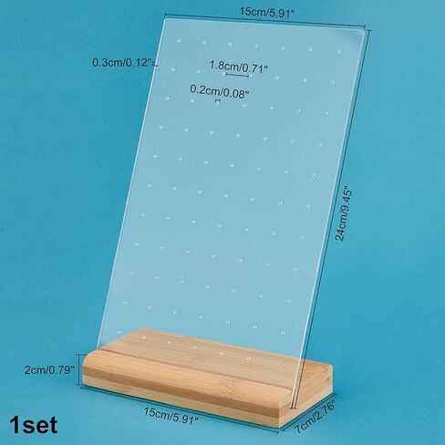 PH PandaHall Earring Display Pegboard Black Earring Holder Stand Organizer Acrylic Jewelry Display Rack with Natural Wood Base for Earring Necklace Jewelry Display, 77 Holes, 9.4x5.9 inch Panel in Kuwait