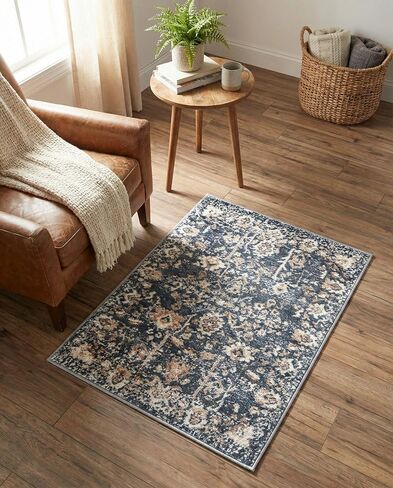 Rugs.com سجادة مجموعة أوريغون - 2' 2 × 3' سجادة زرقاء منخفضة الوبر مثالية لغرف المعيشة وغرف الطعام الكبيرة ومخططات الأرضيات المفتوحة in Kuwait