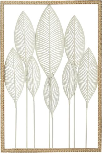 Deco 79 Metal Leaf Home Wall Decor Tall Cut-Out Wall Sculpture with Intricate Laser Cut Designs, Wall Art 59" x 1" x 37", Bronze in Kuwait