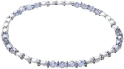 MAGNEHEALTH Blue Crystal and Silver Magnetic Hematite Stretch Wellness Anklet (Size Small - 9") in Kuwait