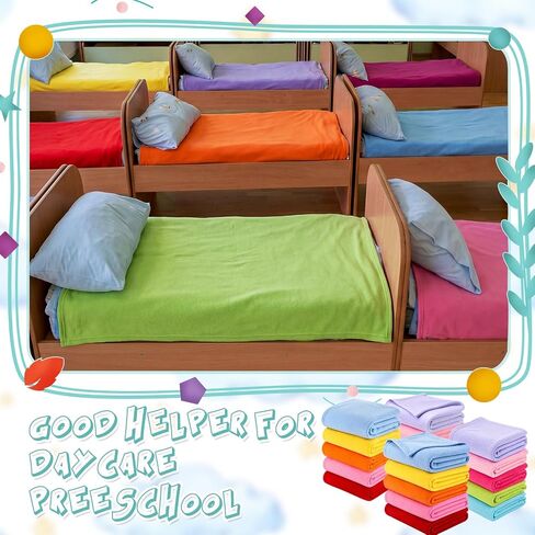 Oudain 20 Pieces Daycare Cot Blankets Preschool Cot Blankets Children's Nap Blanket Daycare Cot Rest Time Blanket White Cot Blankets Bulk Polar Fleece Blanket for Kids and Toddles, 36 x 58 inch in Kuwait
