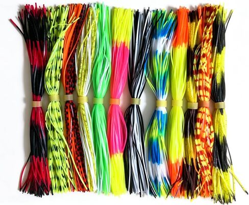 Silicone Spinnerbait Skirts,12 Bundles DIY Bass Fishing Jig Lures 50 Strands Rubber Skirts for Spinnerbaits Buzzbaits Spoon Blade Squid Jig Replacement Skirt in Kuwait