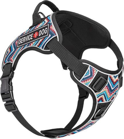 Dogline Quest No-Pull Dog Harness with 3D Rubber Service Dog Removable Patches Reflective Soft Comfortable Dog Vest with Quick Release Dual Buckles Black Hardware and Handle 21 to 25 inches Red in Kuwait