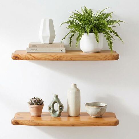 WELLAND 16" Cedar Natural Edge Floating Shelf Set of 2 in Kuwait