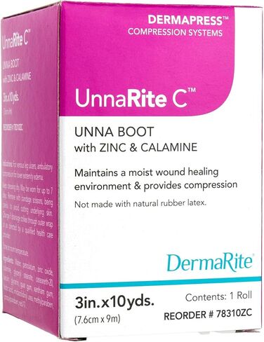 UnnaRite Unna Boot Bandage with Zinc Oxide, 4 Inch x 10 Yards, 1 Roll, Leg Compression Wrap in Kuwait