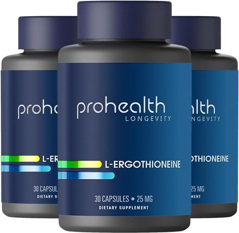 ProHealth Ergothioneine 5X Strength. 25mg Clinical Research Dose. Natural Amino Acid Mushroom Supplement for Improved Cognition, Heart Health. Essential Longevity Vitamin. 25 mg/Serving, 30 Servings in Kuwait