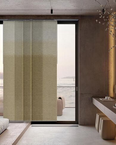 GoDear Design Adjustable Vertical Blinds for Windows, Panel Track Blinds for Sliding Closet Doors, Extendable Track from 45.8" to 86" W, Trimmable Panel Curtains Up to 96" H, Ocean in Kuwait