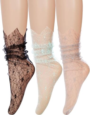 جوارب من Benefeet Sox للنساء والفتيات جوارب من الدانتيل جوارب فضفاضة شفافة مزينة بشبكة من التول جوارب شفافة شفافة شفافة من خلال الدانتيل ترهل in Kuwait