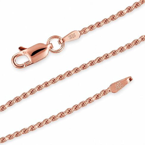 14kt Rose Gold Plated Sterling Silver 1.3mm Diamond-Cut Rope Chain Necklace Solid Italian Nickel-Free, 14-36 Inch in Kuwait