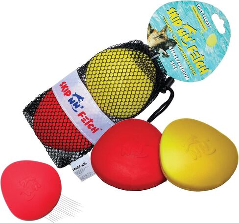 Skip NN' Fetch Floating Dog Toys Qty 2 | Stone Skipping Meets Fetch | Fun for Swimming Pool, Lake, Beach, and Land | Perfect Floating Water Toys for Small, Medium & Large Dogs | in Kuwait