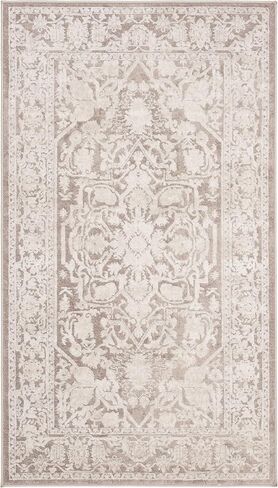 SAFAVIEH Reflection Collection Area Rug - 6'7" Round, Creme & Ivory, Boho Tribal Distressed Design, Non-Shedding & Easy Care, Ideal for High Traffic Areas in Living Room, Bedroom (RFT665D) in Kuwait