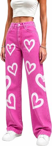 Viatabuna Patchwork Jeans for Women High Waisted Straight Leg Stretch Denim Pants Girls Fashion Color Block Patch Jeans in Kuwait