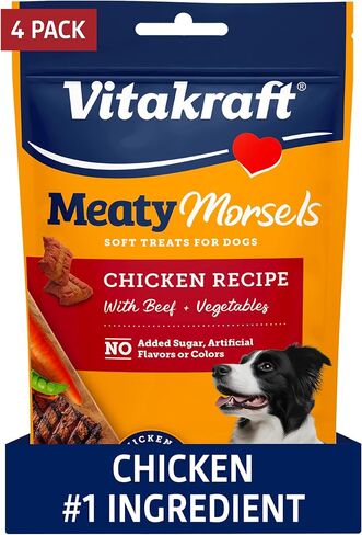 Vitakraft Meaty Morsels Treats for Dogs - Chicken with Beef and Carrots - Super Soft Dog Treats - Two Layers of Gently Oven-Baked Meaty Goodness - Multi Pack of 4 in Kuwait