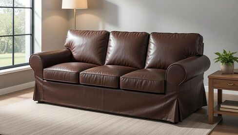 The Ektorp 3 Seat Sofa Cover Replacement Is Custom Made Compatible for IKea Ektorp Sofa Cover, an Ektorp Sofa Slipcover Replacement (New Black PU Leather) in Kuwait