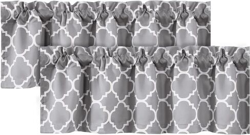 H.VERSAILTEX ستارة تعتيم عريضة جدًا مقاس 100 × 84 بوصة ستارة معزولة حراريًا لباب زجاجي منزلق - ستارة باب الفناء العلوية - نمط رباعي الفصوص من البلاط المغربي، رمادي وأبيض in Kuwait