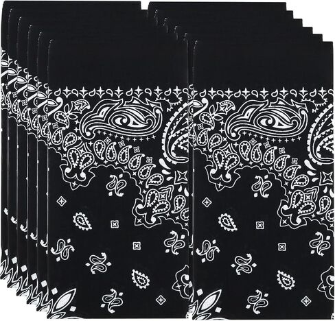 MW Watersports Cotton Bandanas, Bulk 12 Pack Ideal for Men and Women Classic Western Paisley Design Large Dimensions in Kuwait