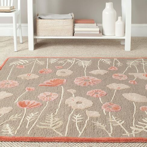 MARTHA STEWART x SAFAVIEH 8 × 10 بوصة قشرة جوز/بني MSR3627C سجادة منطقة الخشخاش المصنوعة يدويًا من الصوف والفسكوز in Kuwait