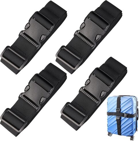 MAGARROW 1.5-Inch Luggage Straps Buckle Packing Strap Adjustable Belts Suitcase Secure Accessory for Travel (Black, 1.5'' x 78") in Kuwait