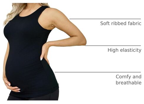 Ecavus Women's Maternity Tank Top Ribbed Racerback Side Ruched Sleeveless Pregnancy Basic Top in Kuwait