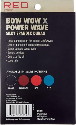 KISS Red Bow Wow X Powerwave Supreme Compression Durag, Stretchy Spandex for Comfort Wearing in Kuwait