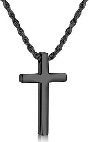 Fiusem Cross Necklace for Men, Cross Pendant Necklace and Cross Chain for Men and Boys, Stainless Steel Mens Cross Necklace 16-28 Inch in Kuwait